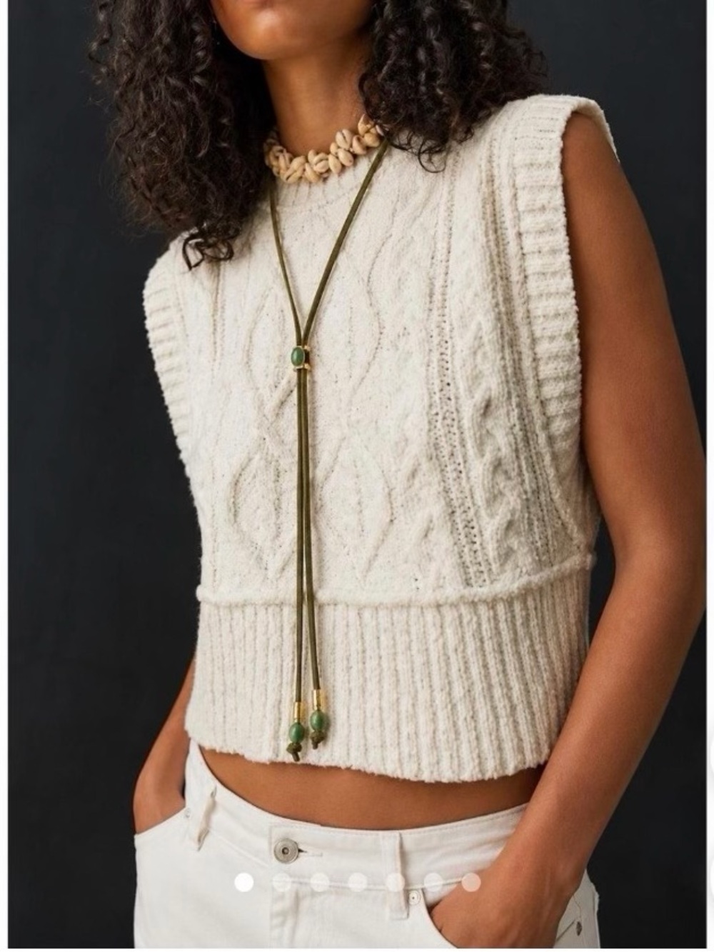 Free People Rowan cable-knit chunky lightweight sweater vest, size Medium